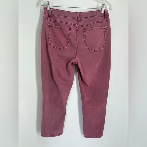 Vanilla Star Juniors burgundy Mid Rise Crop Jeans -13 - Picture 3 of 8